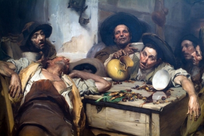 Josе Malhoa. The drunk or Celebrating the Saint Martin