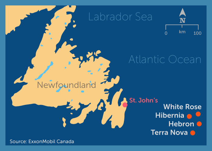 Hydrocarbon Fields in the Canadian Eastern Shelf near Newfoundland